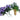 Springtime Violet Purple Flower Sprays w Blue Floral Green Leaves In Basket